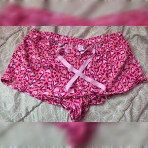 Victoria's Secret Pink & Purple Heart Leopard Print Coquette Pajama Shorts  2018